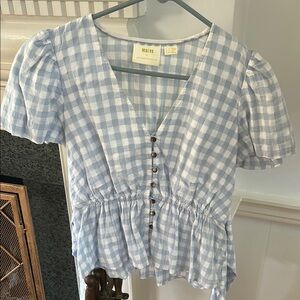 Maeve Blue Gingham Women's Top